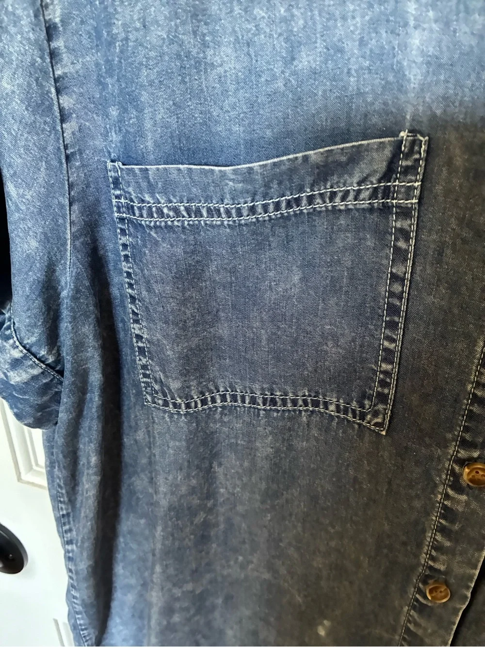 Jane + Delancey Washed Denim Button-Up Shirt - Slate Blue - Picture 3 of 7